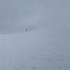 Panorama of the view inland up the hill. It’s mostly featureless snow, given the dense cloud in the background preventing you from seeing over to the next hill.